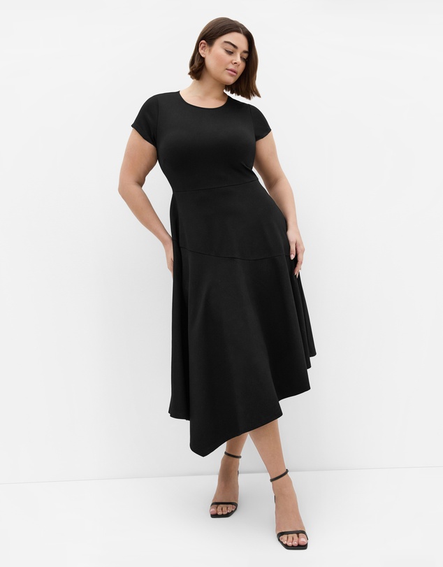 City Chic - Plus size Ponte Flare Midi Dress - black