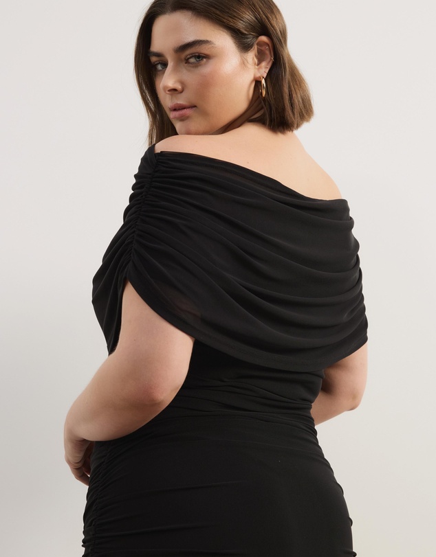 Atmos&Here Curvy - Millie Off Shoulder Mesh Mini Dress