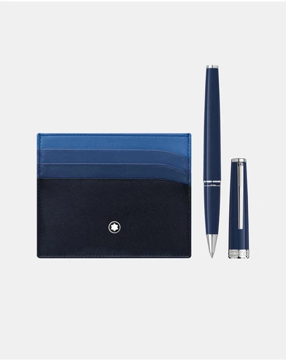 Montblanc - Rollerball PIX Blue & Meisterstück Pocket Holder 6cc Set