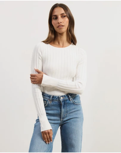 Atmos&Here - Rumi Long Sleeve Fitted Rib Knit Top