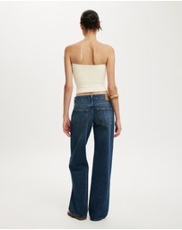 Cotton On - Belted Low Rise Straight Jeans