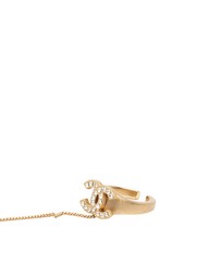 Pre-Loved by Azura Reborn - Pre-Loved CC Gold Plated Rhinestone Logo Cuff Bracelet and Ring Set