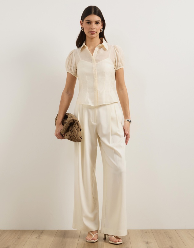 Atmos&Here - Kaia Organza Shirt With Removable Cami