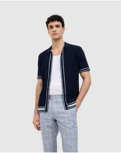 Politix - Stripe Button-through Cable Knit