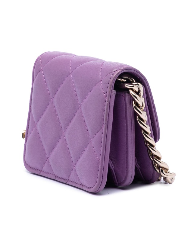 Pre-Loved by Azura Reborn - Pre-Loved CC Quilted Lambskin Coco Card Holder on Chain