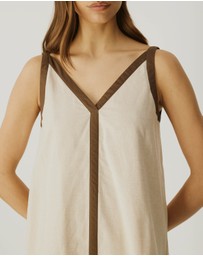 Atmos&Here - Contrast Linen Blend Mini Dress