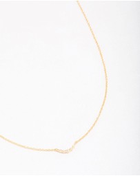 Lovisa - Gold Plated Sterling Silver Curved Cubic Zirconia Pendant Necklace