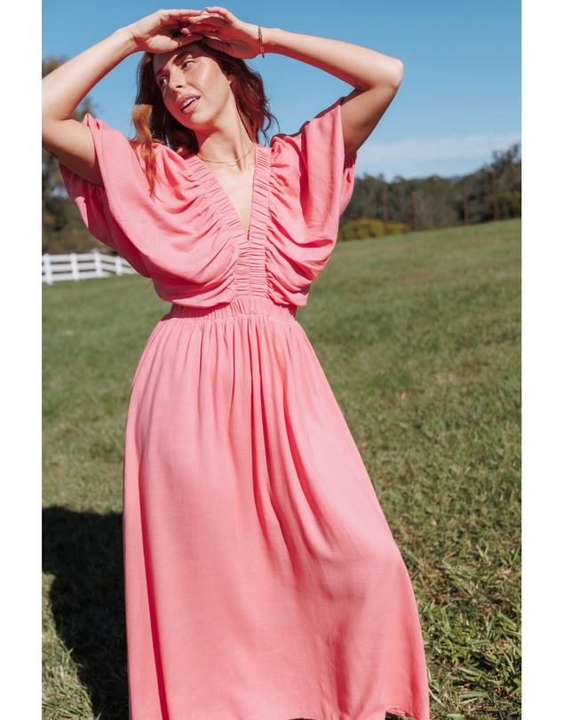 Petal & Pup - Gianna Puff Sleeve Maxi Dress - Pink