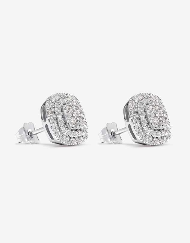 Michael Hill - 0.65 Carat TW Cushion Shaped Diamond Cluster Stud Earrings in 10kt White Gold