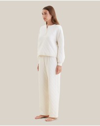Papinelle - Quilted Cotton Henley Long Sleeve Top