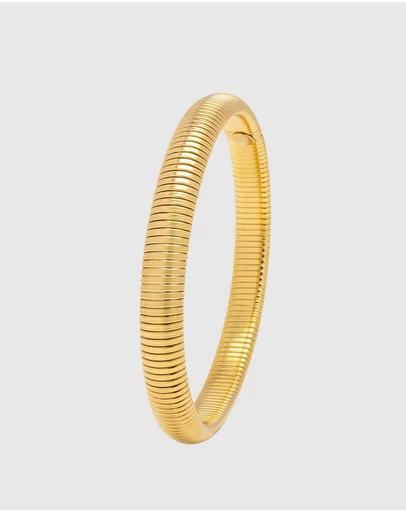 Nialaya Jewellery - 8mm Gold Stretch Bangle