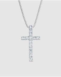 Kuzzoi - ICONIC EXCLUSIVE - Necklace Men Cross Pendant Religion with Crystals in 925 Sterling Silver