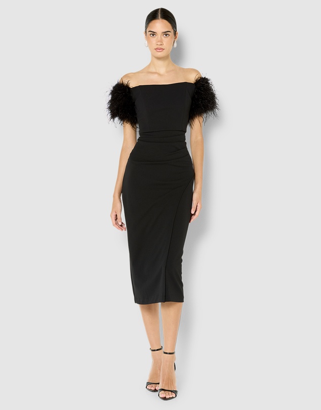 Montique - Enora Feather Trim Cocktail Dress