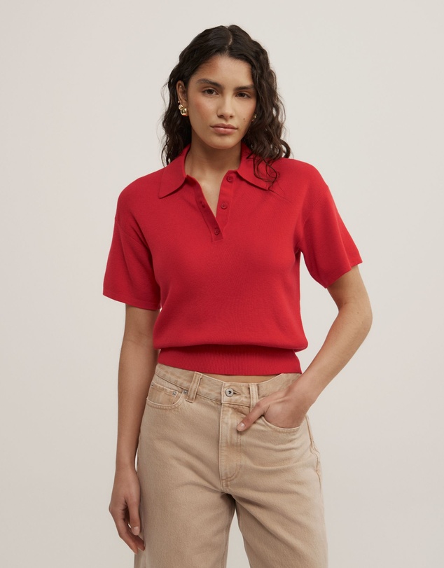 Witchery - Knit Short Sleeve Polo Top