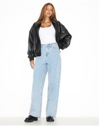 Dazie - Naples Pleat High Waisted Relaxed Jeans