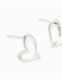 Lovisa - Sterling Silver Cubic Zirconia Heart Stud Earrings