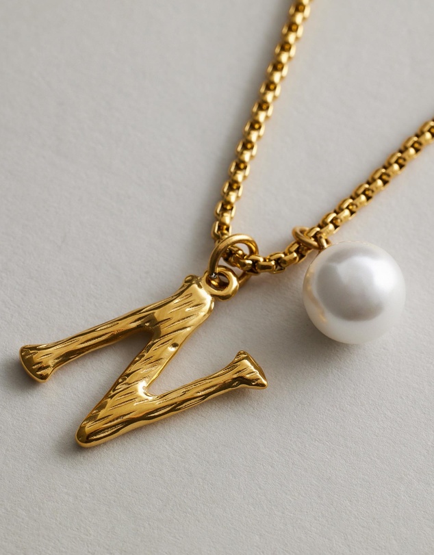 Zahar - Pearl Letter N Necklace