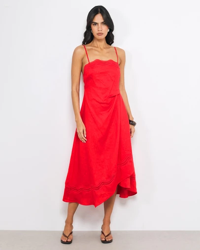 AERE - Dita Trim Asym Hem Midi Dress