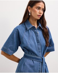 The Fated - Twila Chambray Mini Shirt Dress