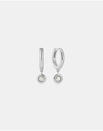 Ania Haie - Silver Dangling Mint Green Huggie Hoop Earrings