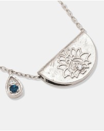 By Charlotte - Lotus Birthstone Necklace - December - Blue Topaz