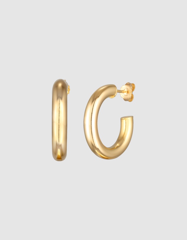 Elli Jewelry - Earrings Creoles Studs In 925 Sterling Silver Gold Plated