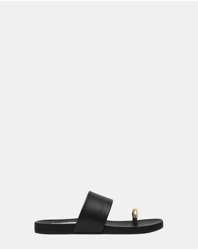 Steve Madden - Dove Black Leather Sandals
