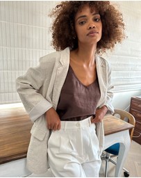 CAMIXA - Jackie Oversized Linen Blazer Jacket