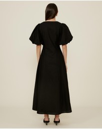 The Fated - Puff Sleeve Midi Dress