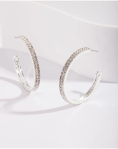 Lovisa - Double Row Diamante Hoop Earrings