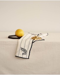 Black Blaze - Embroidered Linen Napkin Set