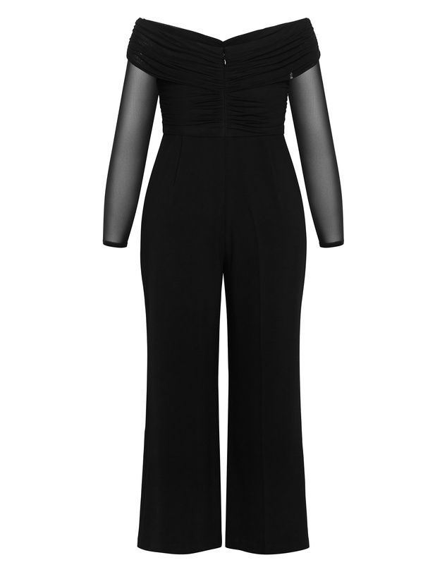 City Chic - Plus size Lana Off Shoulder Jumpsuit - black