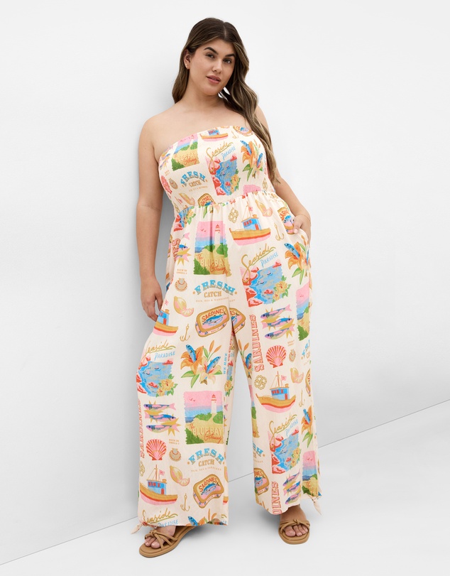 City Chic - Smocked Print Jumpsuit