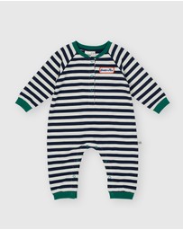 Goldie + Ace - Stripe Terry Logo Romper - ICONIC EXCLUSIVE - Babies