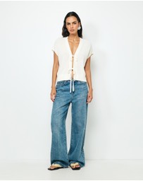 AERE - Ava Organic Cotton Tie Front Top