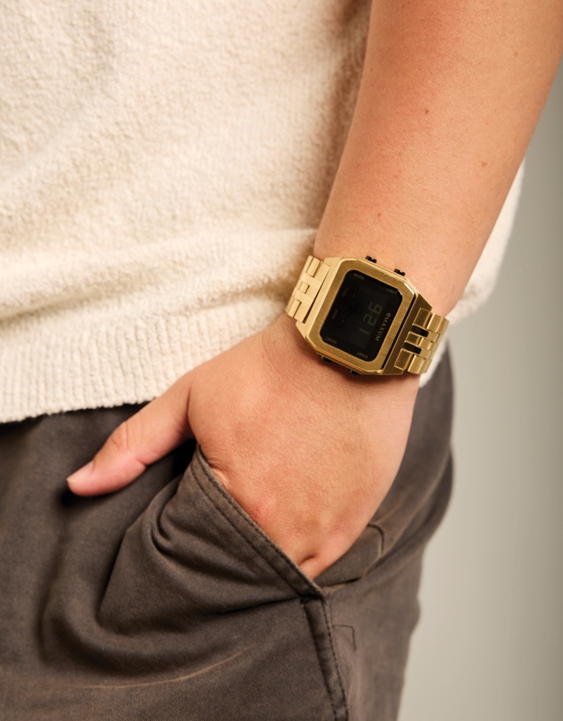 Maxum - Raglan Tide Watch - Gold Case, Black Dial & Gold Stainless Steel Strap