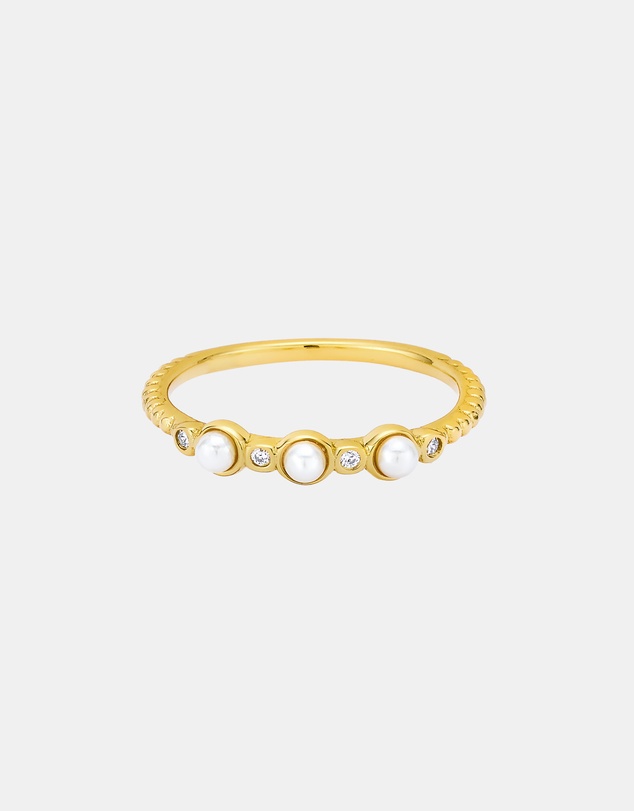 Zoe Olivia - 14K Gold Vermeil Pearl Cubic Zirconia Ring
