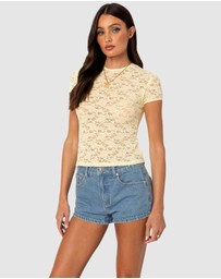 EDIKTED - Kaori Sheer Lace T Shirt