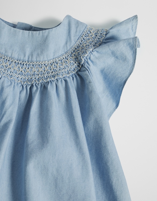 Country Road - Organically Grown Cotton Sleeveless Chambray Romper Dress