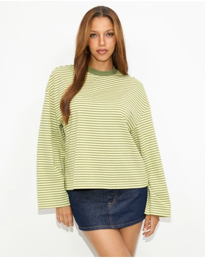 Dazie - Nostalgia Stripe Oversized LS Tee