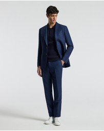 Calibre - Textured Linen Blend Blazer Denim Blue