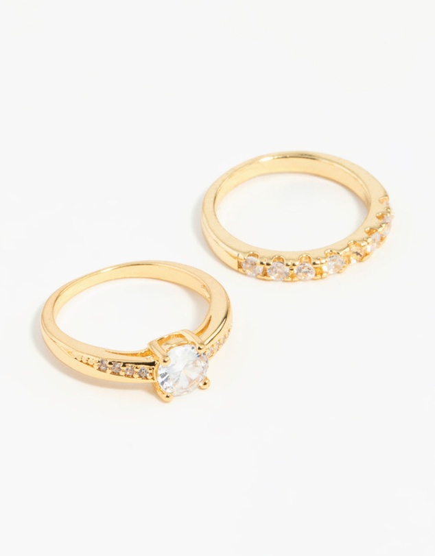 Lovisa - Gold Plated Cubic Zirconia Engaement Ring Set