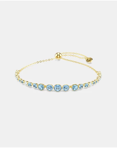 Swarovski - Imber Bracelet, Round Cut, Blue, 18K Gold Finish