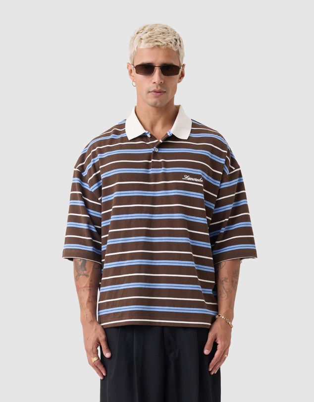 Zanerobe - Box Crop Polo Choc/Sky Blue