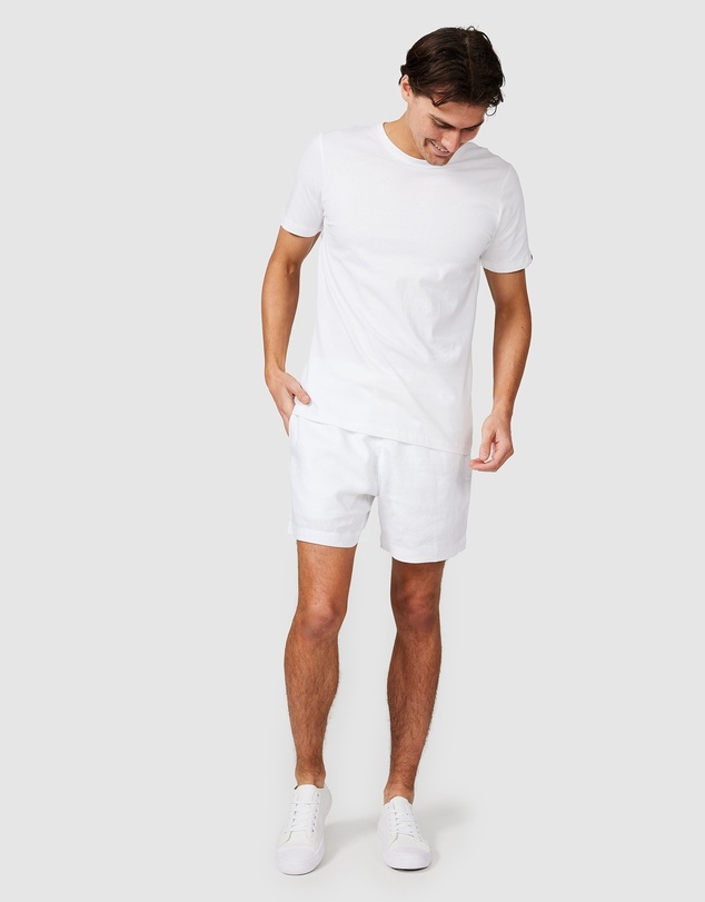 Vacay Swimwear - White Linen Shorts