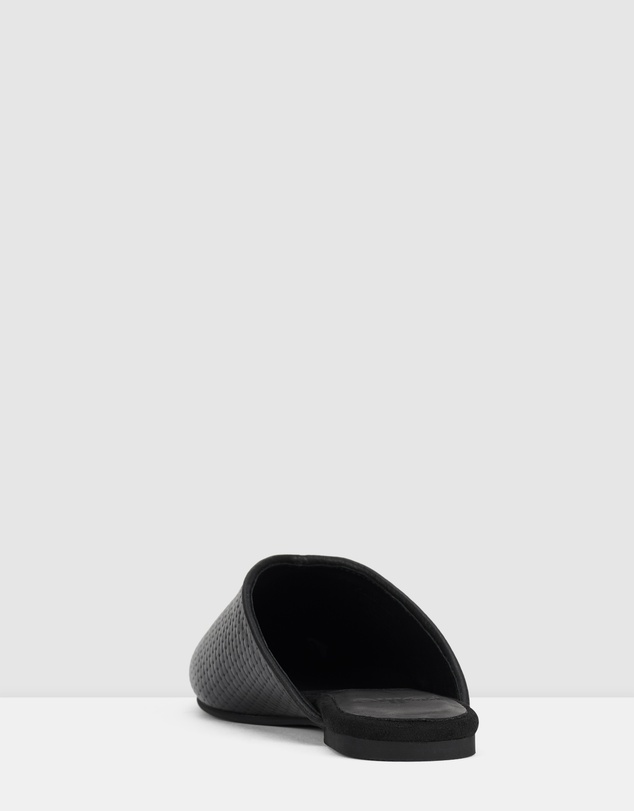 Rollie - Pointed Mule Embossed Flat