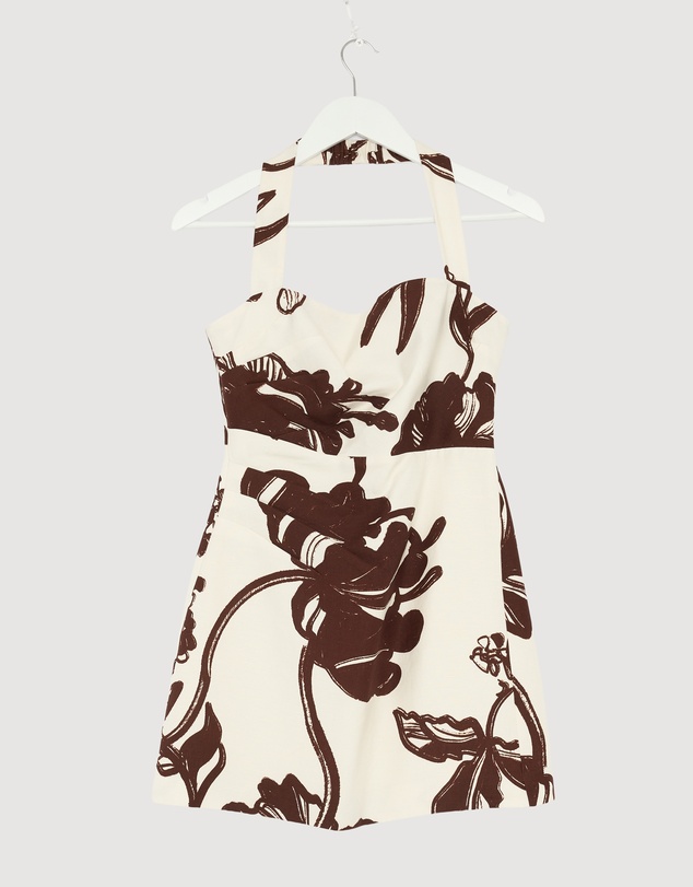 Revibe - Repaired Shona Joy Emmett Halter Draped Mini Dress - AU 8