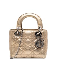 Pre-Loved by Azura Reborn - Pre-Loved Mini Metallic Lambskin Cannage Lady Dior