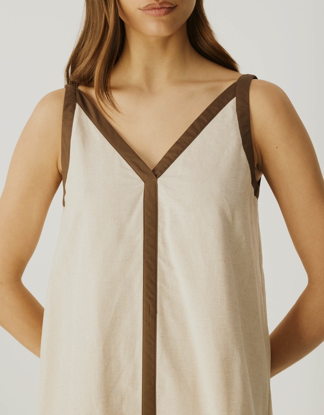 Atmos&Here - Contrast Linen Blend Mini Dress