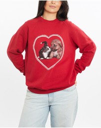 Vintage by The Real Deal - Pre Loved - Vintage 90s Kitten & Puppy Hand Painted Sweatshirt